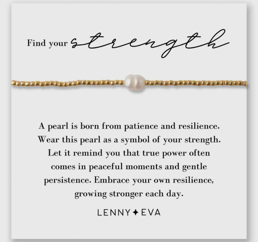Lenny & Eva: Find Your Strength Gold Bracelet With Pearl Charm