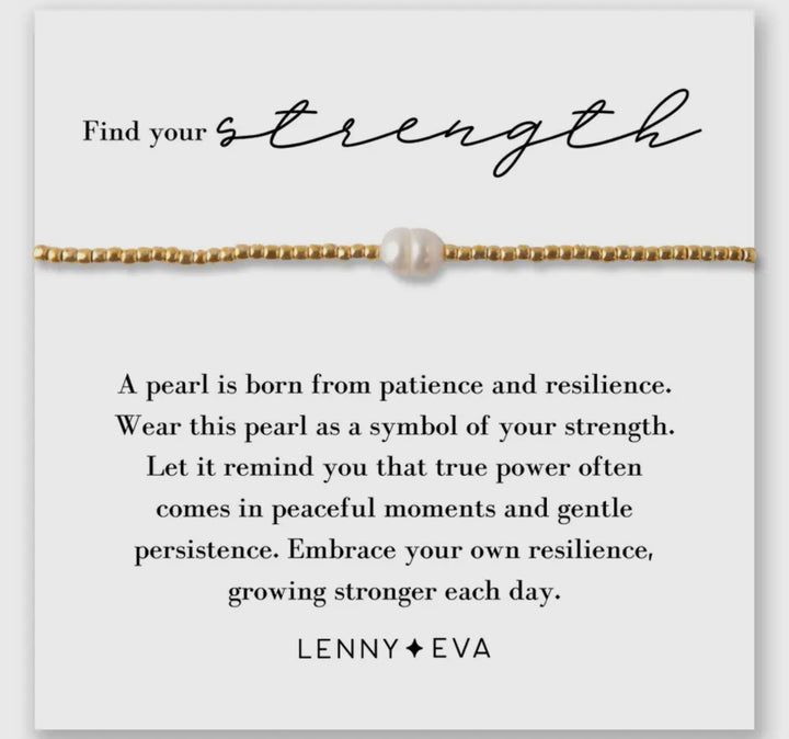 Lenny & Eva: Find Your Strength Gold Bracelet With Pearl Charm