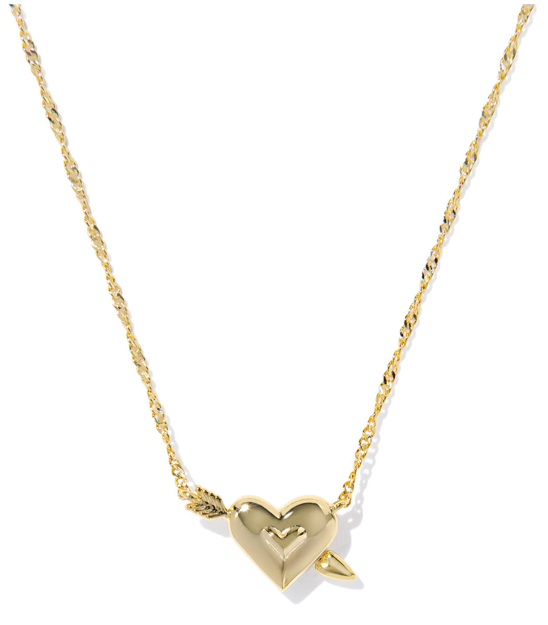 Kendra Scott: Ari Heart Arrow Pendant Necklace in Gold Pink Opalescent