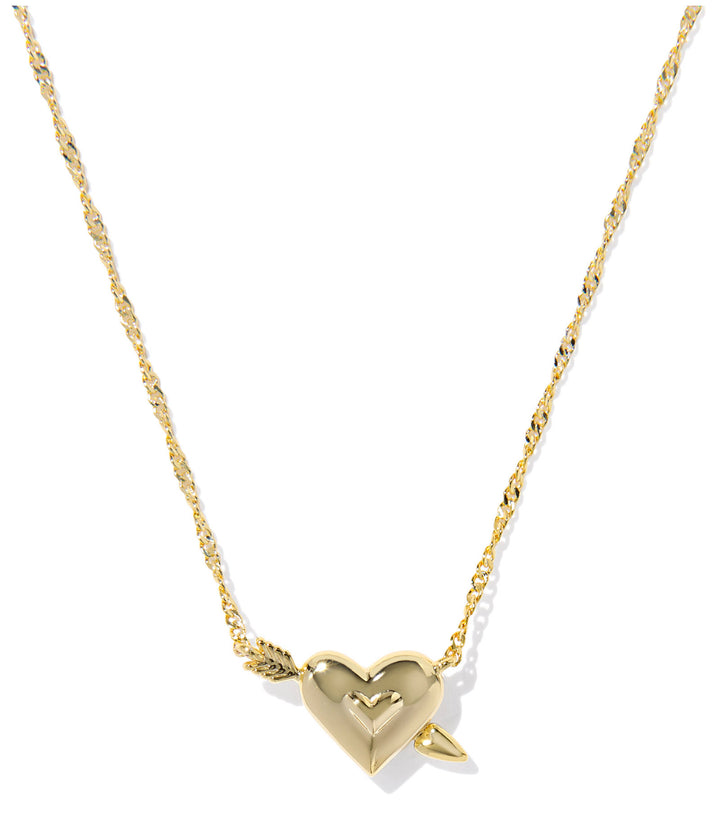 Kendra Scott: Ari Heart Arrow Pendant Necklace in Gold Pink Opalescent