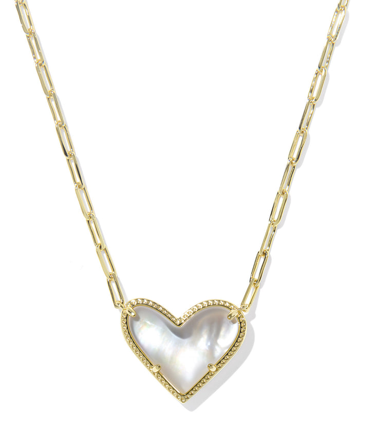 Kendra Scott: Ari Heart Statement Pendant Necklace in Gold Ivory Mop