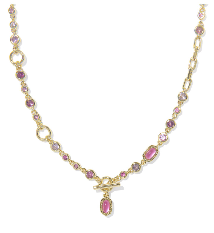 Kendra Scott: Mini Elisa Abbie Strand Necklace in Gold Pink Mix