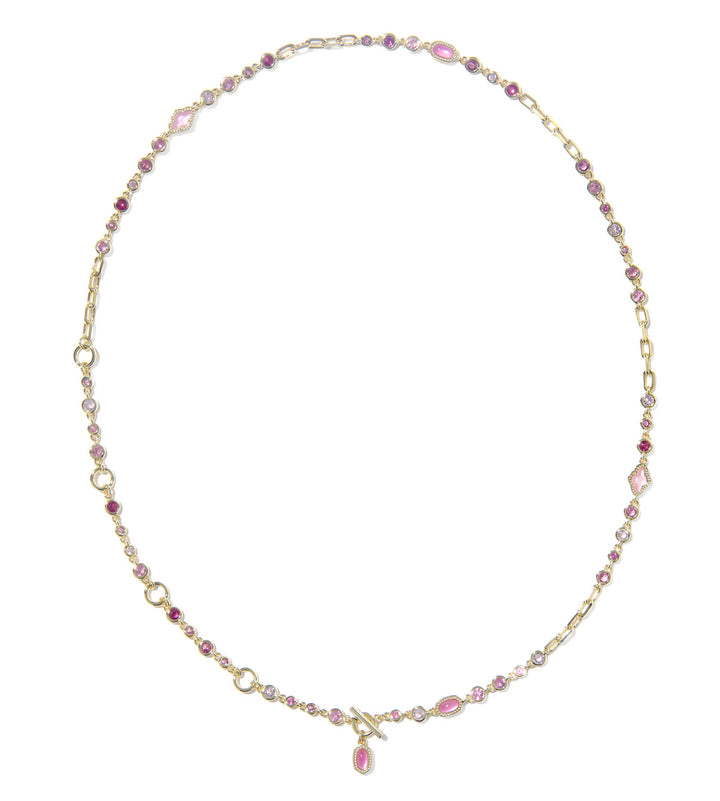 Kendra Scott: Mini Elisa Abbie Strand Necklace in Gold Pink Mix
