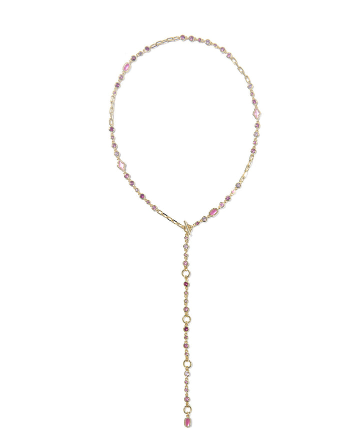 Kendra Scott: Mini Elisa Abbie Strand Necklace in Gold Pink Mix