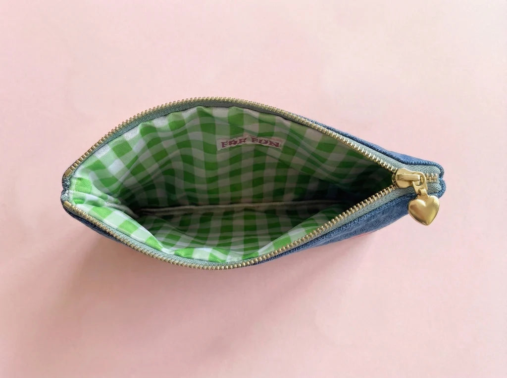 Taylor Elliott Designs: Bella Denim + Bows Pouch (Medium)
