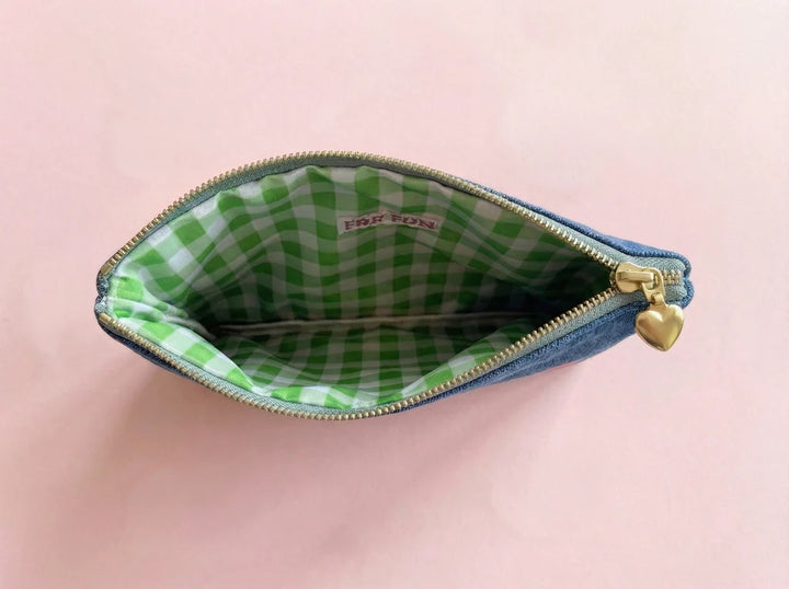 Taylor Elliott Designs: Bella Denim + Bows Pouch (Medium)