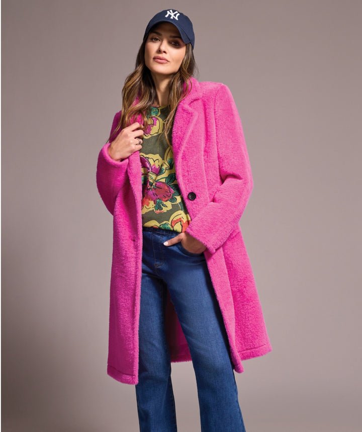 Tribal: Long Sleeve Button Front Coat in Pink Flambe (22850-8303)