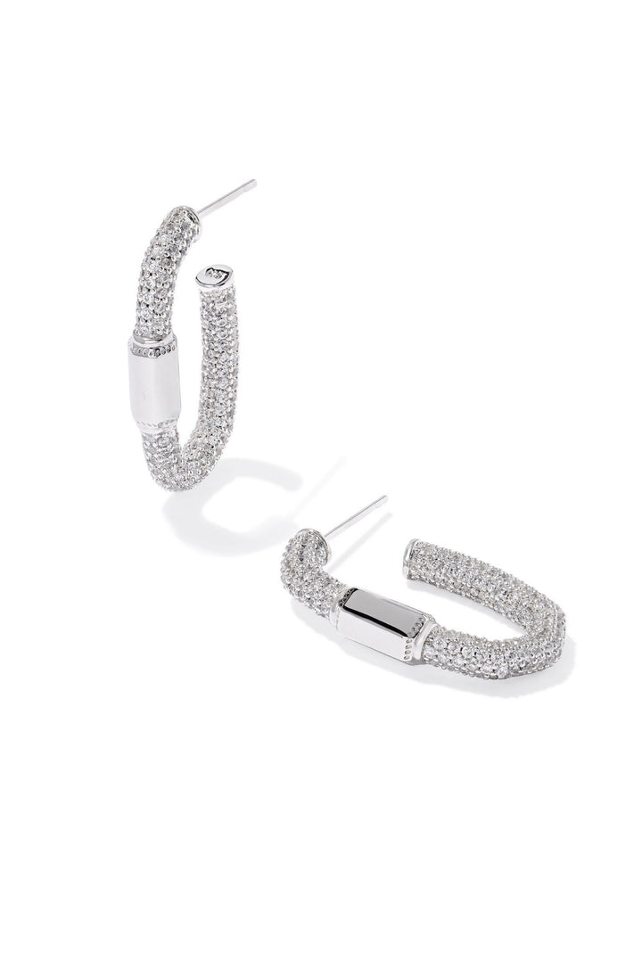 Kendra Scott: Emery Hoop Earrings in White Crystal