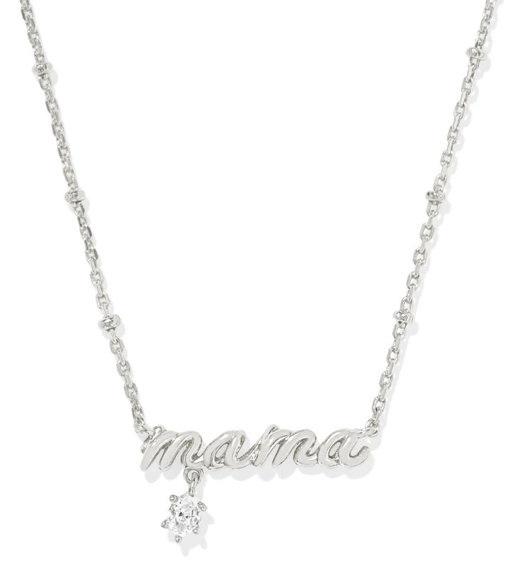 Kendra Scott: MAMA Crystal Short Pendant Necklace in Silver