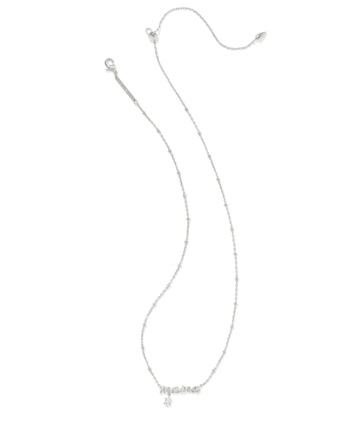 Kendra Scott: MAMA Crystal Short Pendant Necklace in Silver