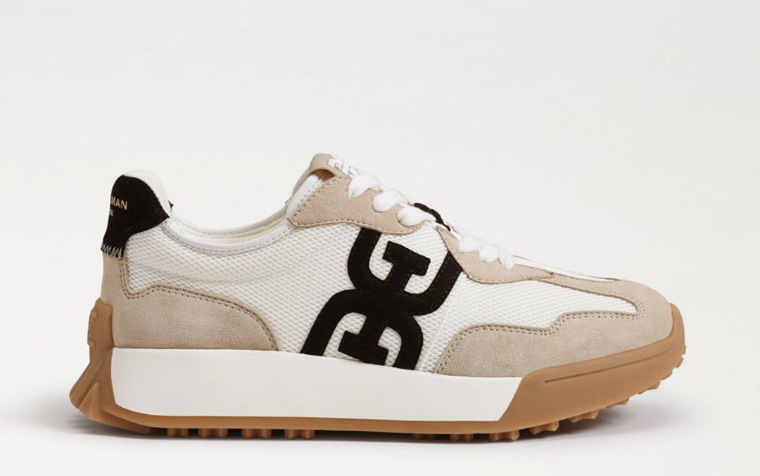 Sam Edelman: Langley Lace Up Sneaker in White/Tan/Black