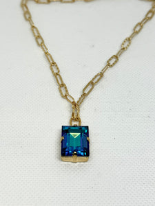 Mariana: Emerald Cut Necklace in "Ocean"