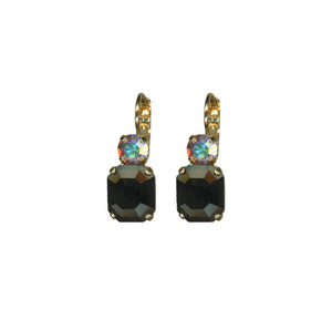 Mariana: Large Emerald Classic Leverback Earrings in "Obsidian Shores"