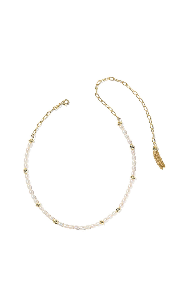 Kendra Scott: Mini Elisa Strand Necklace in Gold Pink Mix
