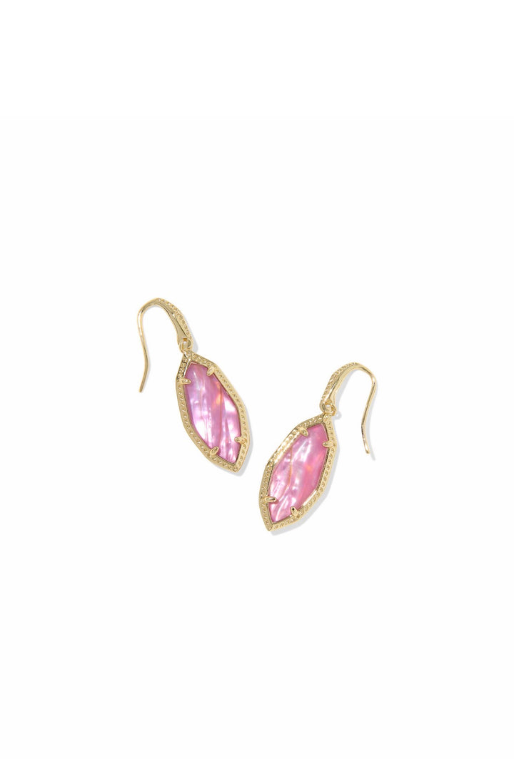 Kendra Scott: Ophelia Small Drop Earrings in Gold Light Mauve Illusion