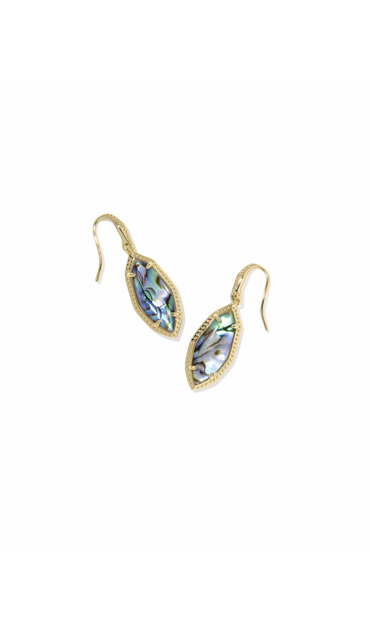 Kendra Scott: Ophelia Small Drop Earrings in Gold Abalone Shell - The Vogue Boutique