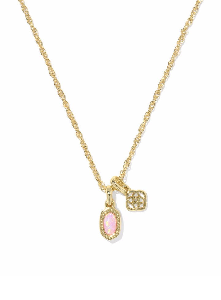 Kendra Scott: Mini Elisa Dira Necklace in Gold Light Pink Lab Grown Opal