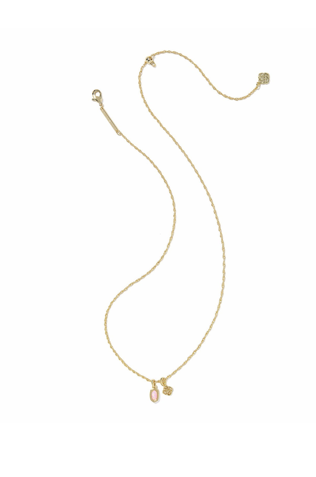 Kendra Scott: Mini Elisa Dira Necklace in Gold Light Pink Lab Grown Opal
