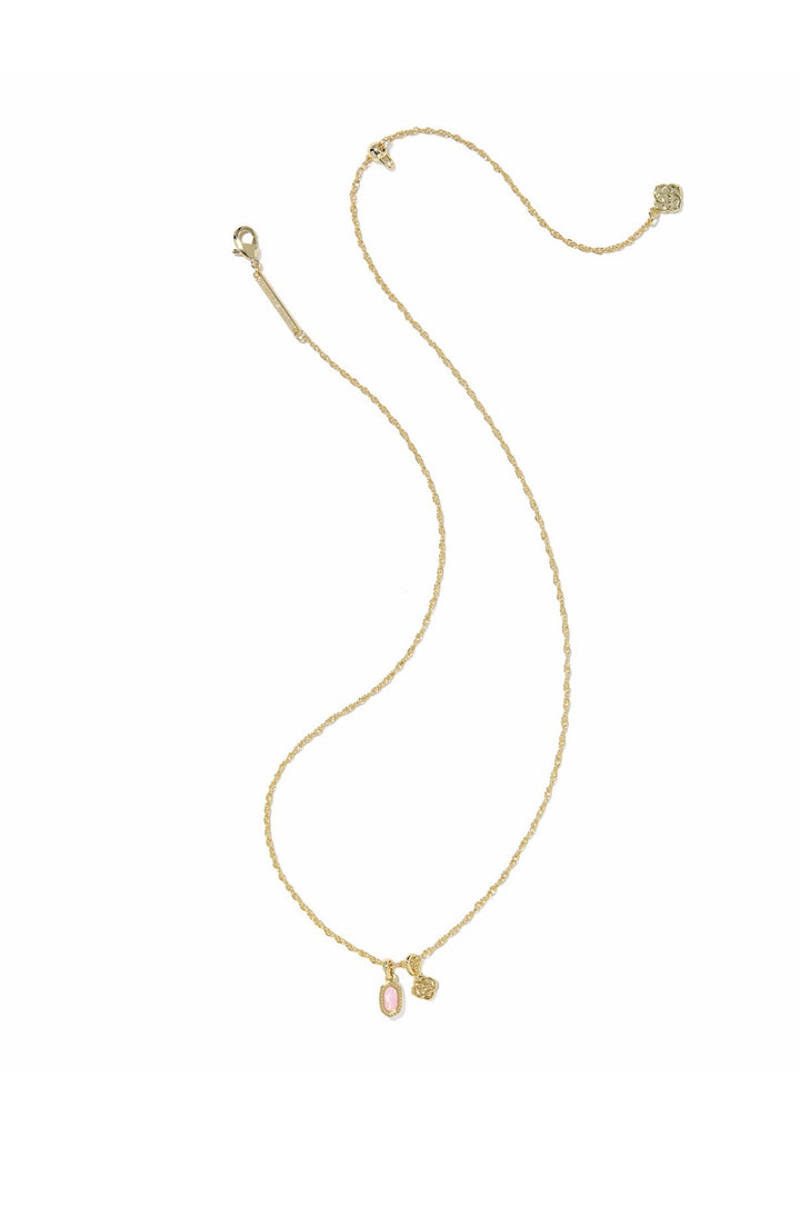 Kendra Scott: Mini Elisa Dira Necklace in Gold Light Pink Lab Grown Opal