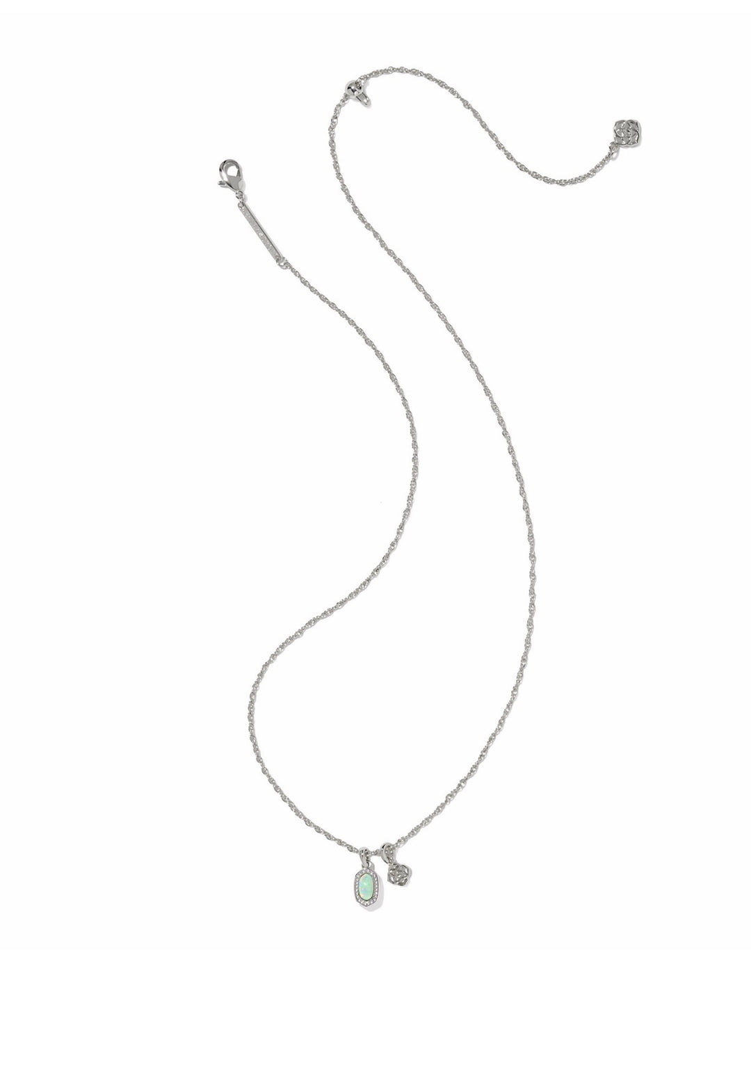 Kendra Scott: Mini Elisa Dira Necklace in Silver Green Lab Grown Opal