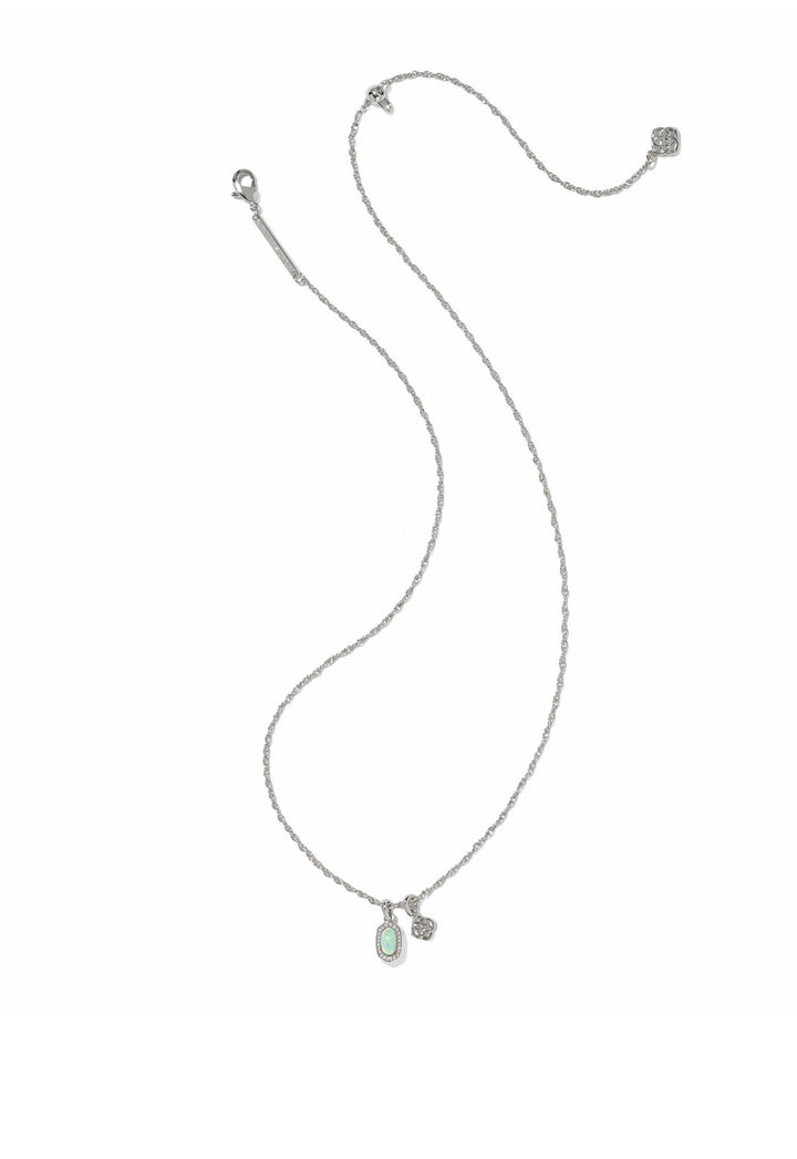 Kendra Scott: Mini Elisa Dira Necklace in Silver Green Lab Grown Opal