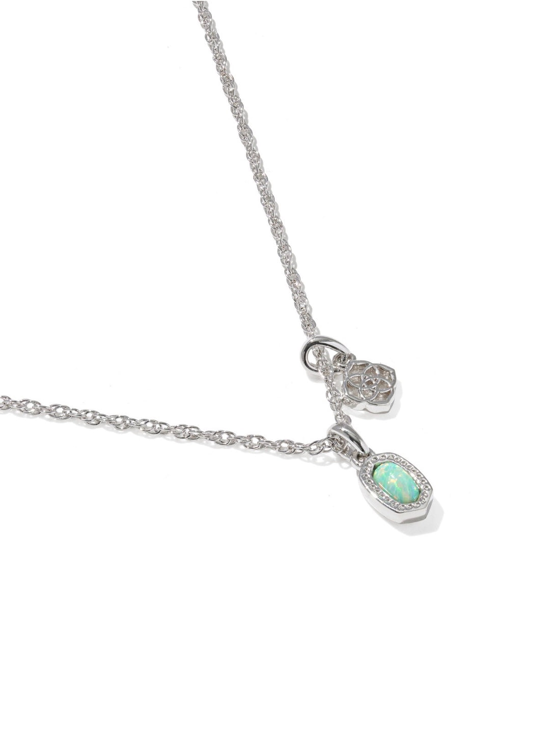 Kendra Scott: Mini Elisa Dira Necklace in Silver Green Lab Grown Opal