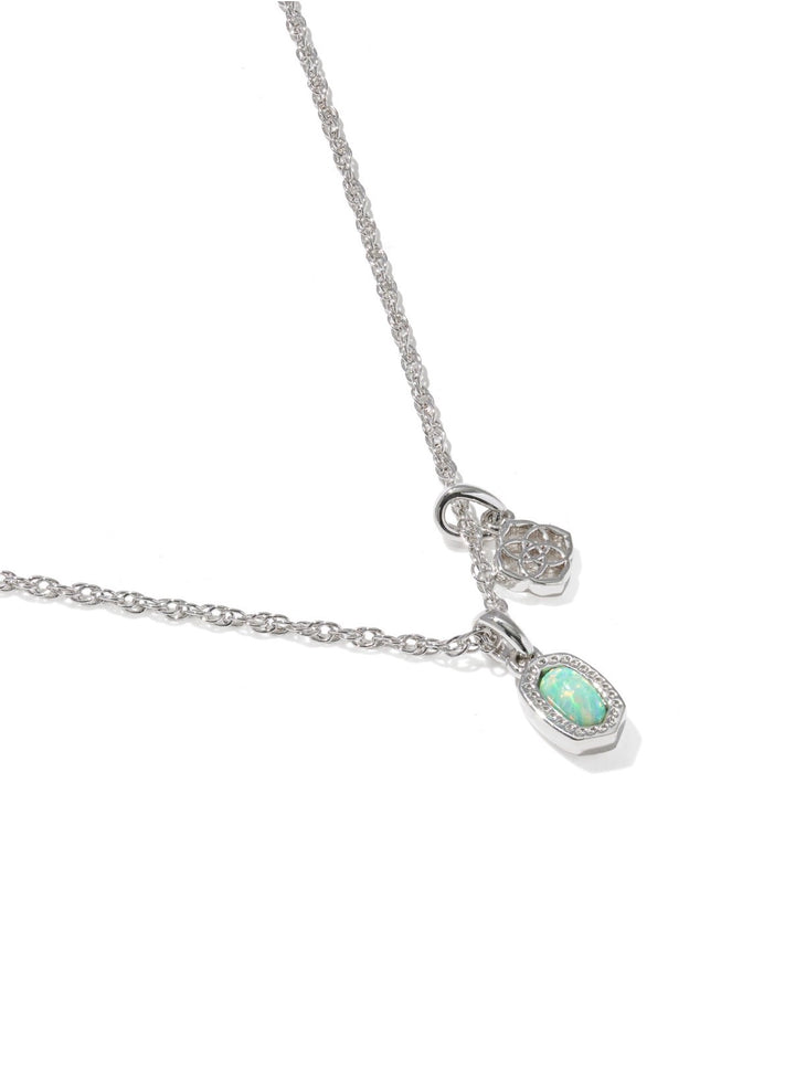 Kendra Scott: Mini Elisa Dira Necklace in Silver Green Lab Grown Opal