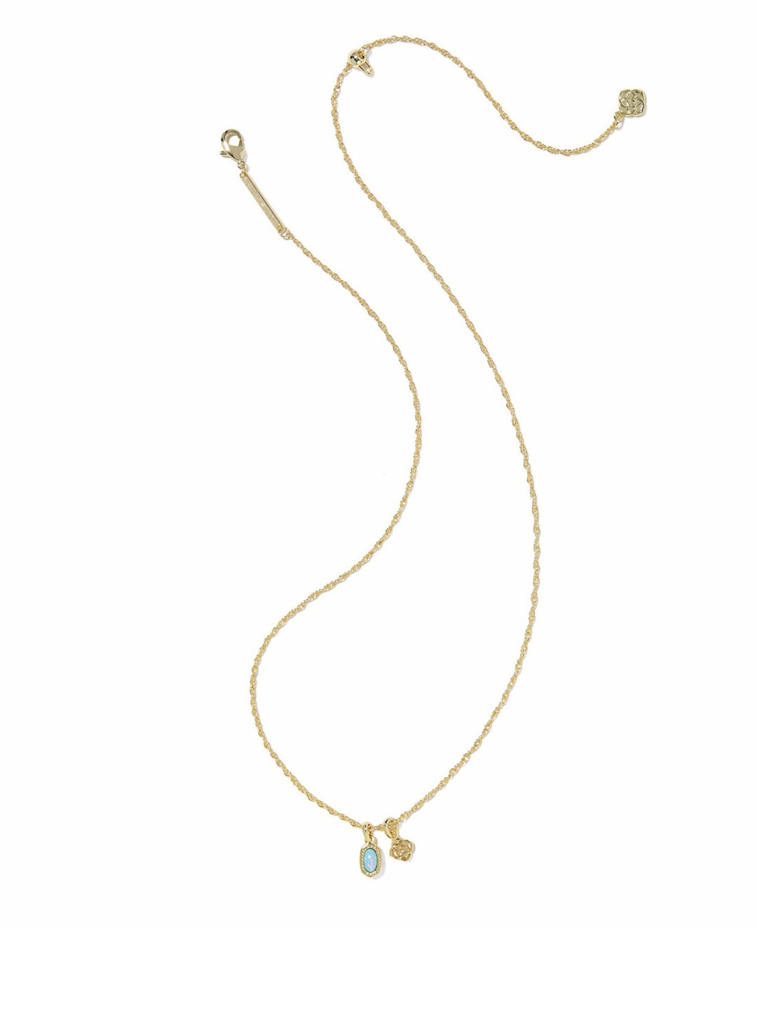 Kendra Scott: Mini Elisa Dira Necklace in Gold Blue Lab Grown Opal