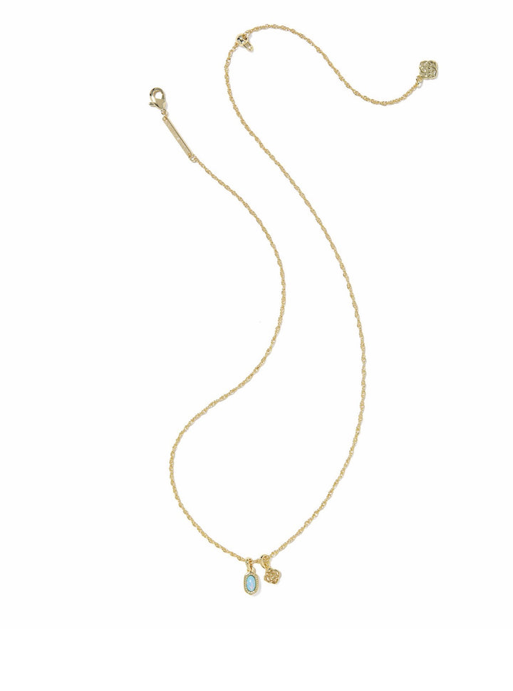 Kendra Scott: Mini Elisa Dira Necklace in Gold Blue Lab Grown Opal