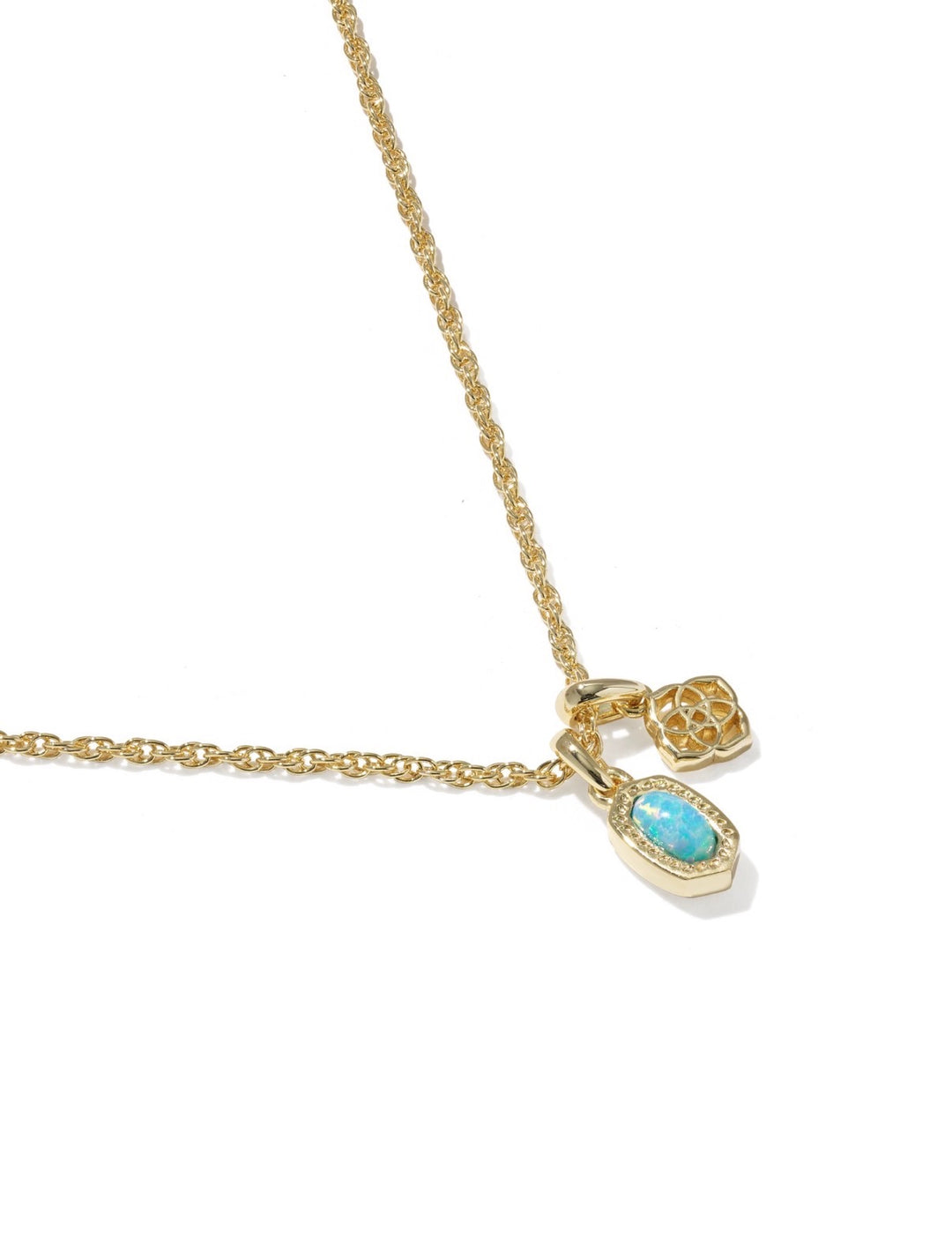 Kendra Scott: Mini Elisa Dira Necklace in Gold Blue Lab Grown Opal