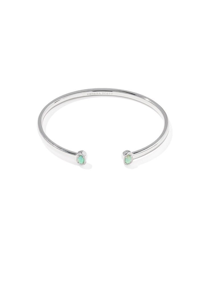 Kendra Scott: Mini Elton Cuff Bracelet in Silver Green Lab Grown Opal - The Vogue Boutique