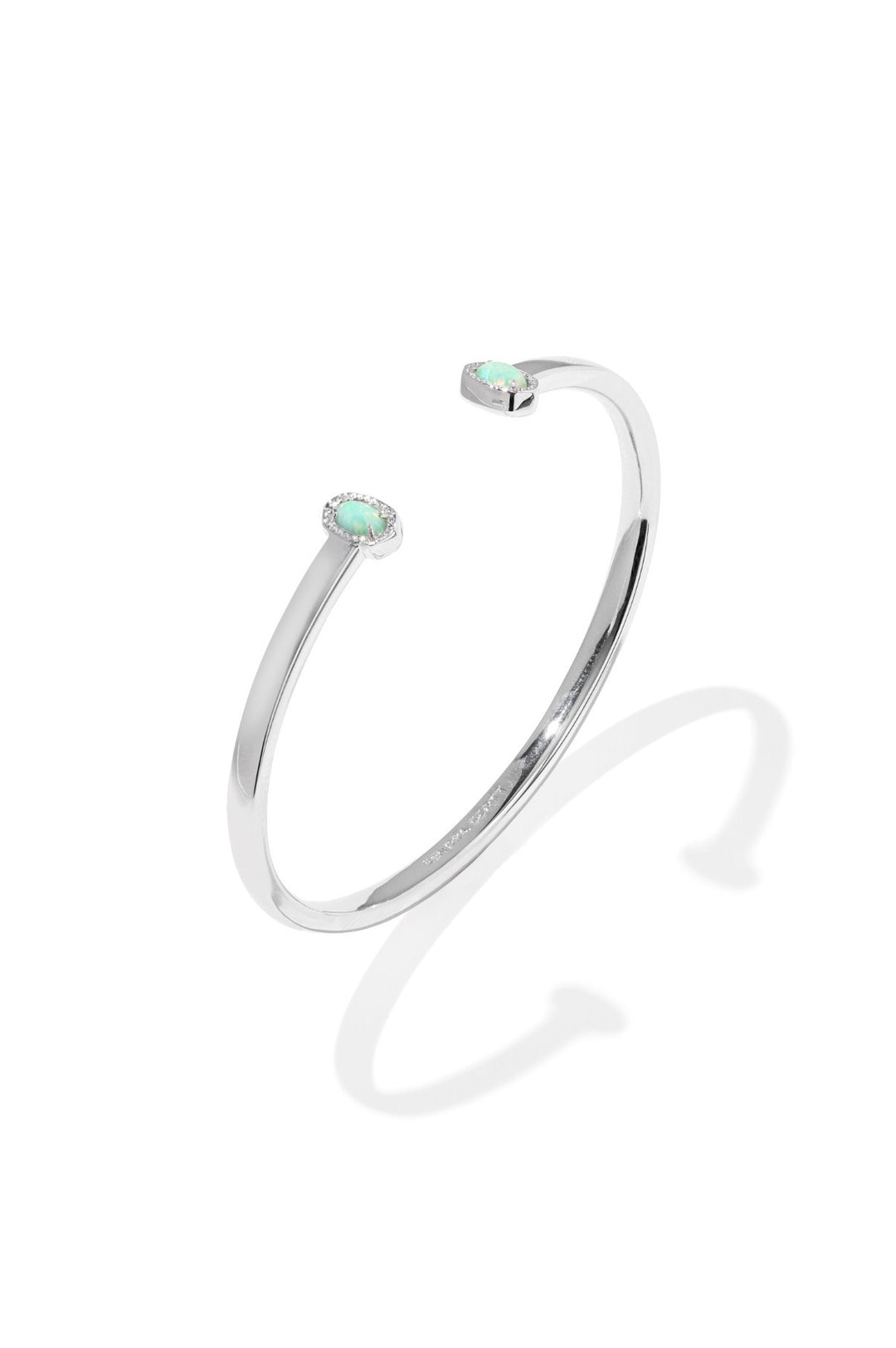 Kendra Scott: Mini Elton Cuff Bracelet in Silver Green Lab Grown Opal - The Vogue Boutique
