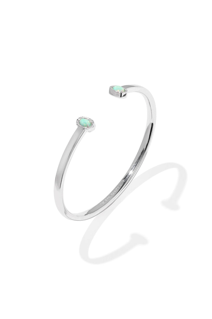 Kendra Scott: Mini Elton Cuff Bracelet in Silver Green Lab Grown Opal - The Vogue Boutique