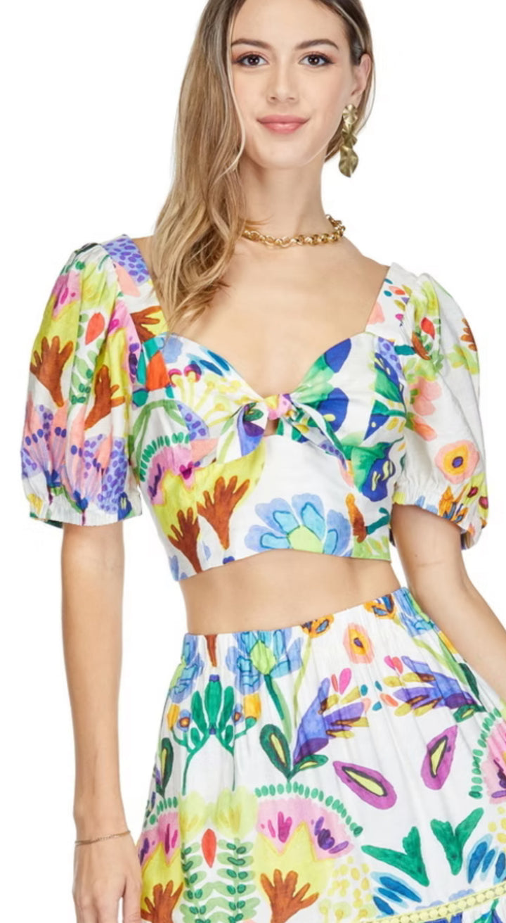Joy Joy: Island Art Trim Tiered Skirt 72D7412