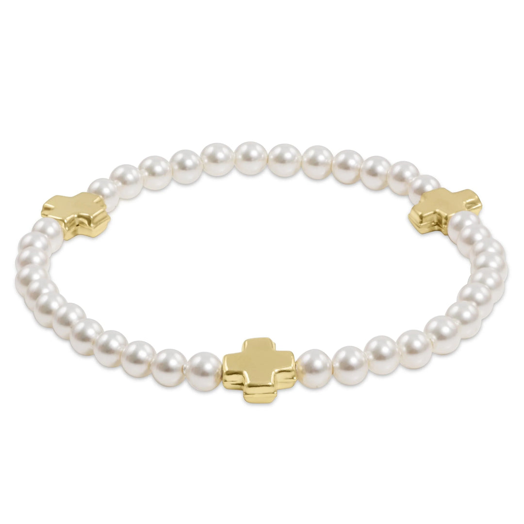 Enewton: Signature Cross Gold Small Pearl Pattern Bead Bracelet - The Vogue Boutique