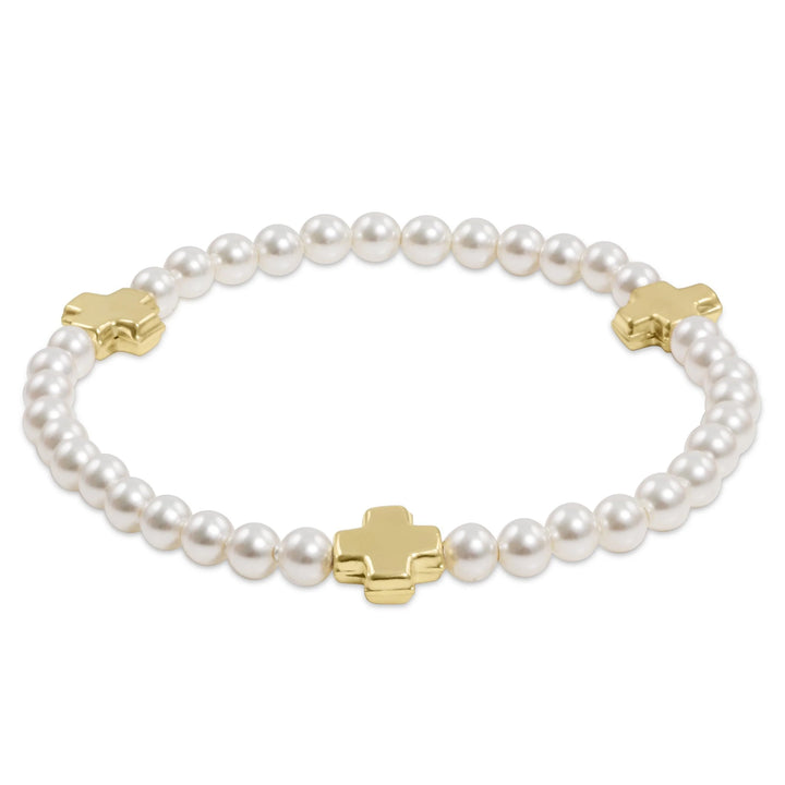Enewton: Signature Cross Gold Small Pearl Pattern Bead Bracelet - The Vogue Boutique
