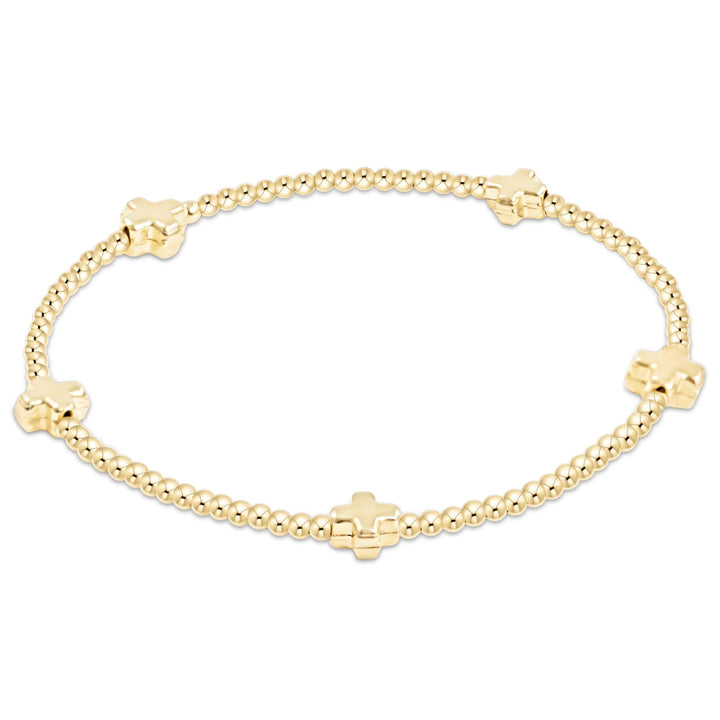 Enewton: Signature Cross Gold Pattern 3mm Bead Bracelet - The Vogue Boutique