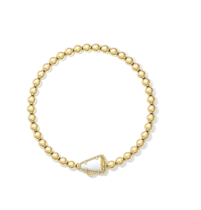 Kendra Scott: Cheer Stretch Bracelet in White Mother Of Pearl in Gold