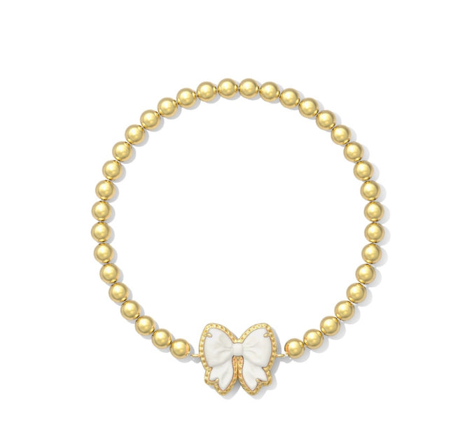 Kendra Scott: Haley Bow Stretch Bracelet in Gold Ivory Mother Of Pearl