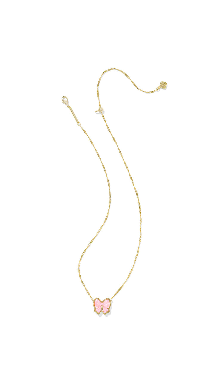 Kendra Scott: Haley Bow Short Pendant Necklace in Gold Blush Ivory MOP