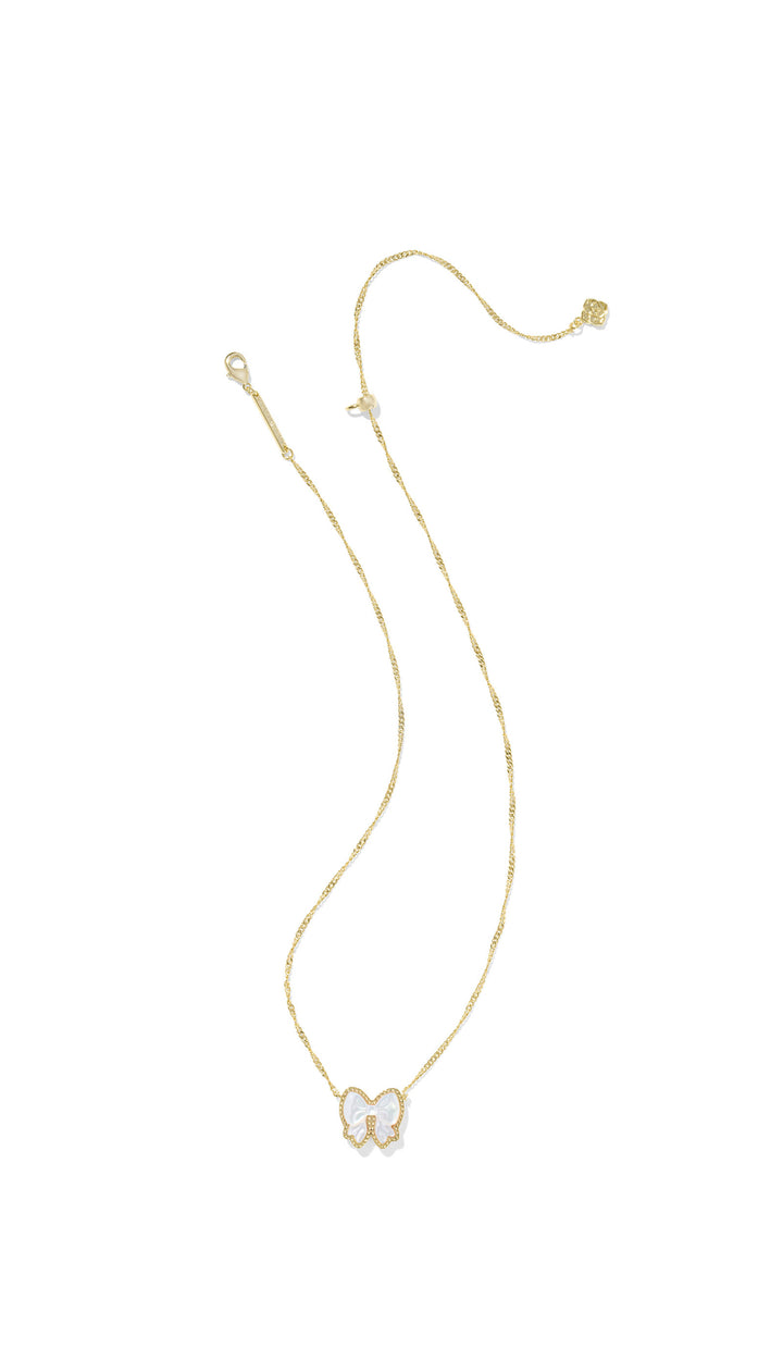 Kendra Scott: Haley Bow Short Pendant Necklace in Gold Ivory MOP