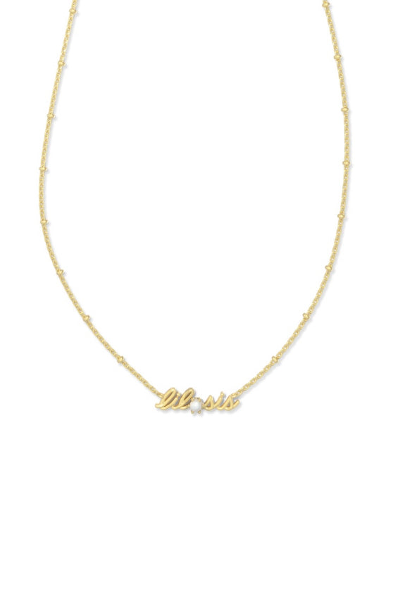Kendra Scott: Lil Sis Short Pendant Necklace in Gold Freshwater Cultured Pearl