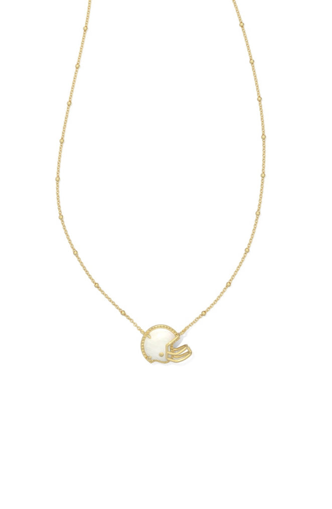 Kendra Scott: Football Helmet Short Pendant Necklace in Gold Ivory Mop