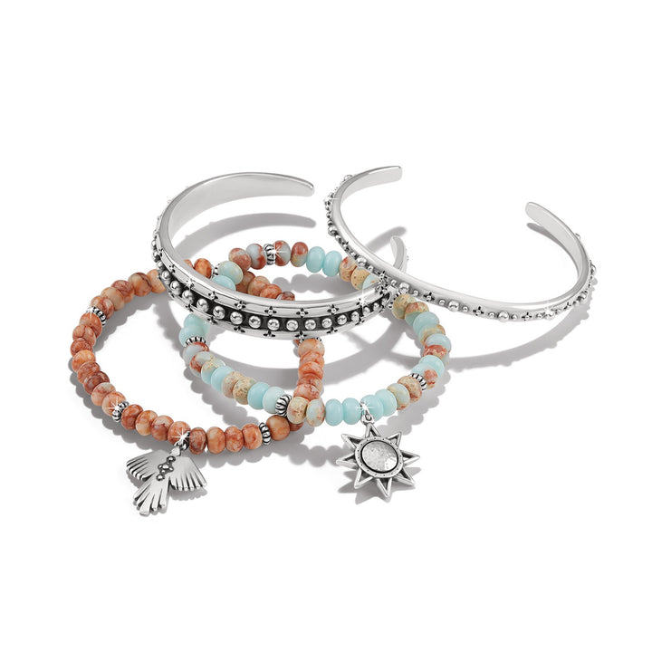 Brighton: Mosaic Mojave Flight Stretch Bracelet in Silver Red JF0307
