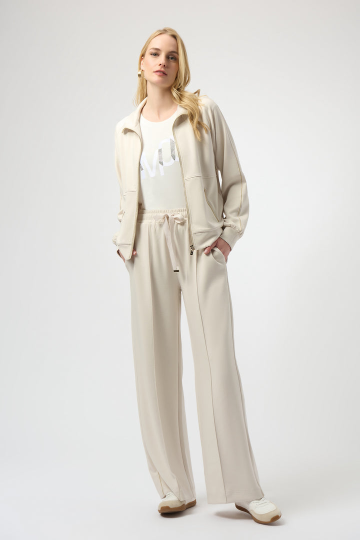Joseph Ribkoff: Scuba Jersey Wide Leg Pull-On Pants in Birch