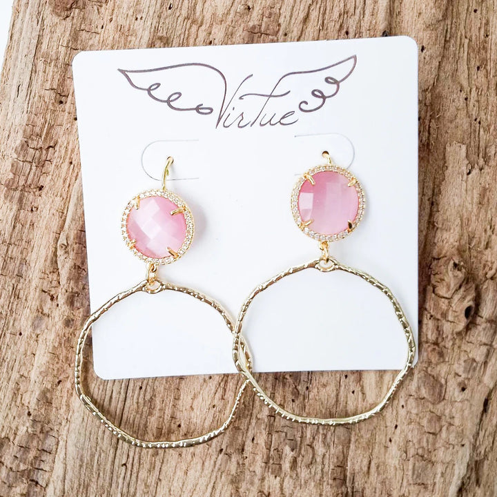 Virtue: Gemstone Bezel Earrings w/ Branch Hoop