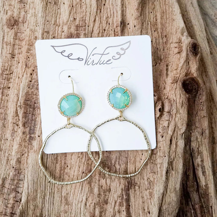 Virtue: Gemstone Bezel Earrings w/ Branch Hoop