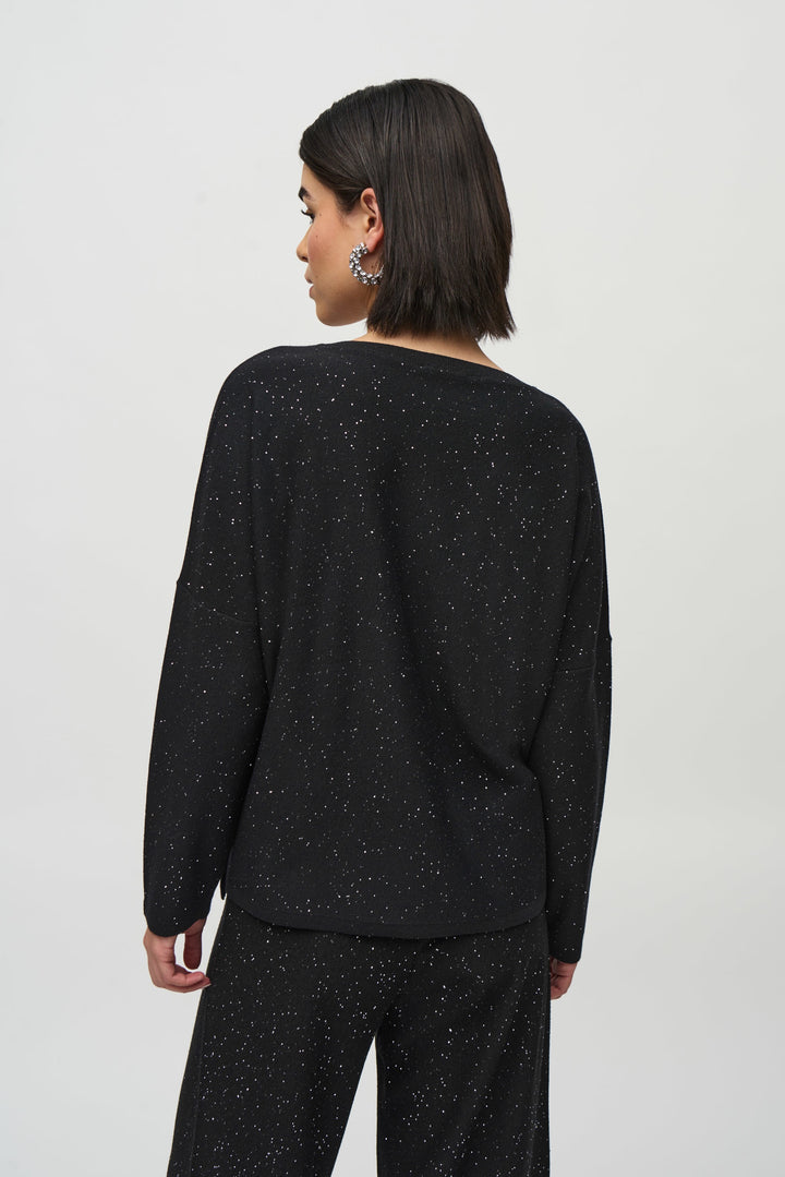 Joseph Ribkoff: Sequined Sweater Knit Boxy Top in Black (244921F25)