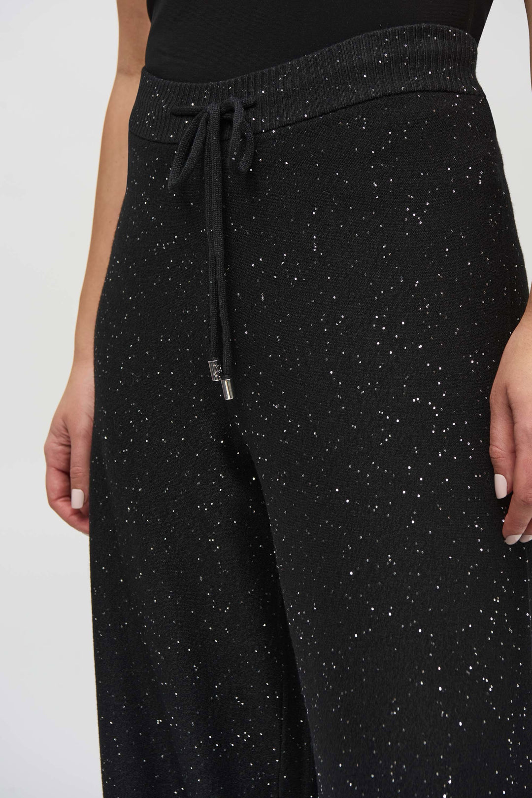 Joseph Ribkoff: Sequined Sweater Knit Culotte Pants in Black (244922F25)