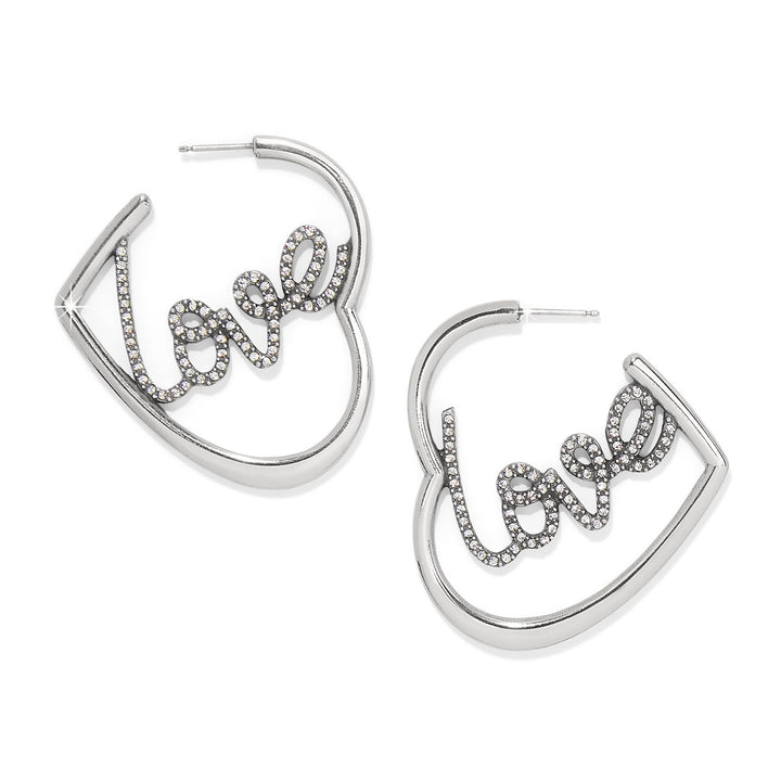 Brighton: Love Script Sparkle Hoop Earrings (JA0167) - The Vogue Boutique